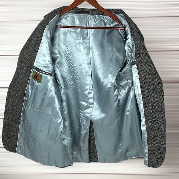 Boston Traders Men's Gray Wool Tweed Single Breasted Lined Sports Coat Blazer - Picture 6 of 15